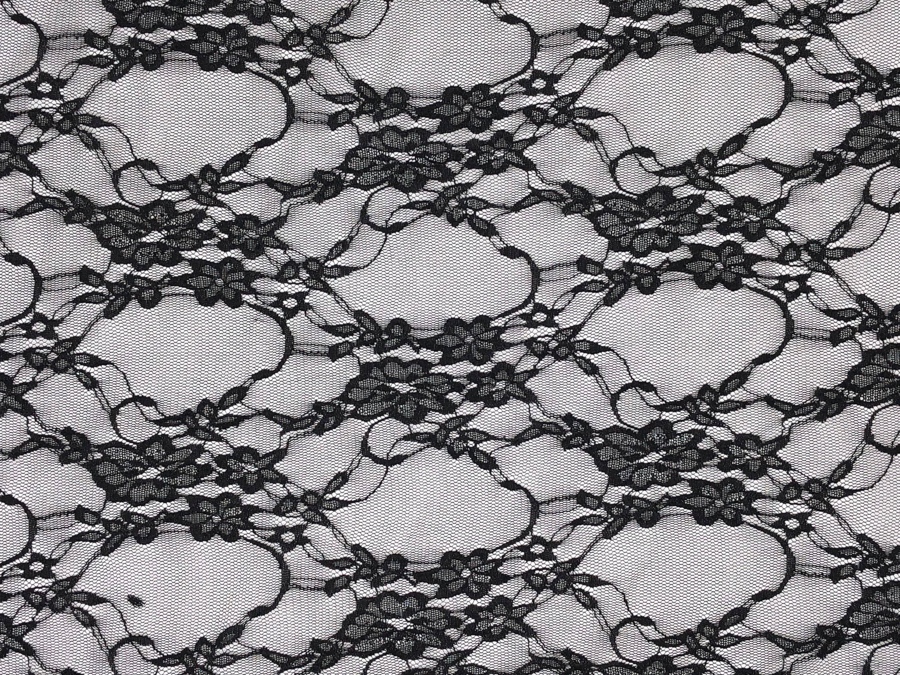 Stretch Lace Floral Black