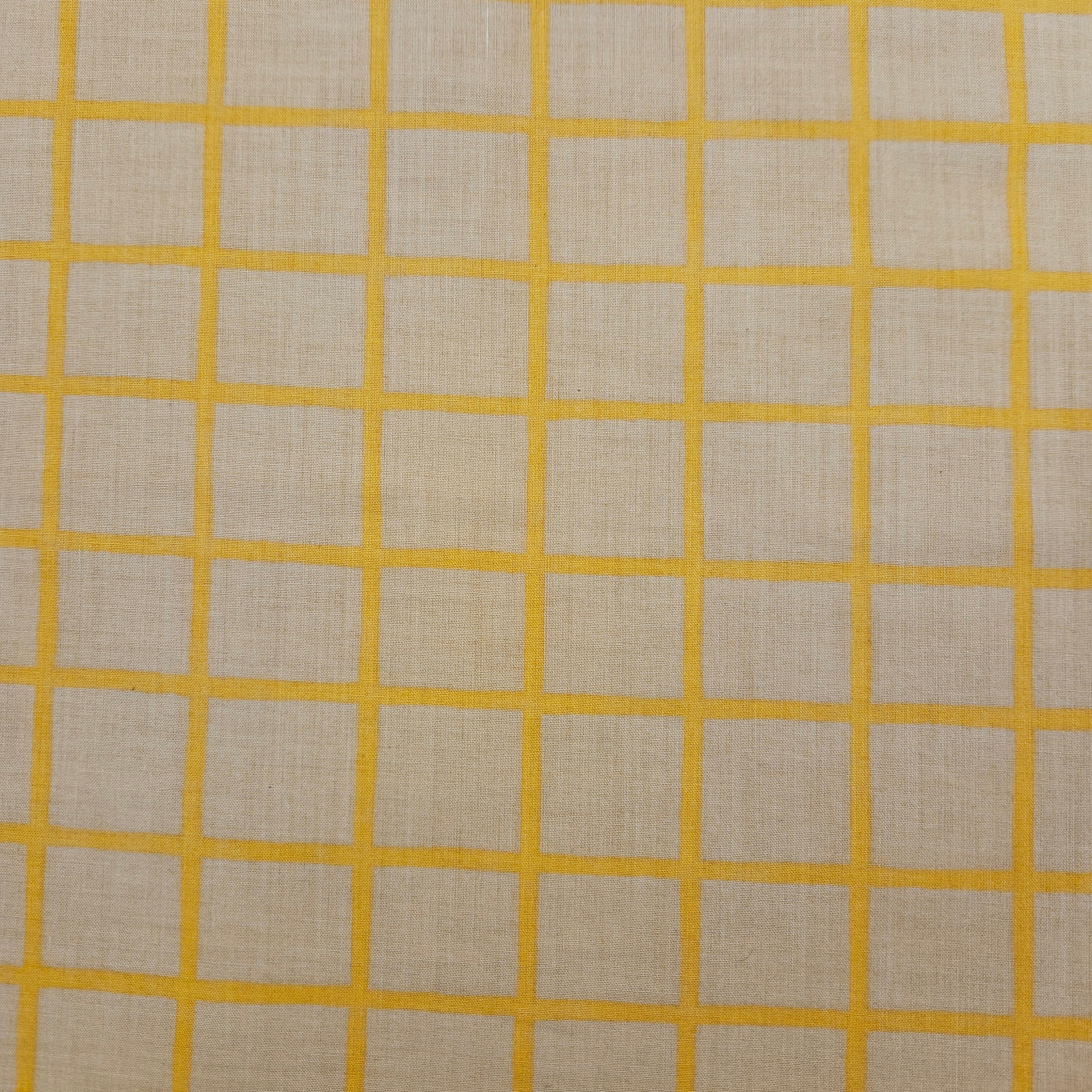 Cotton Yellow Grid Print