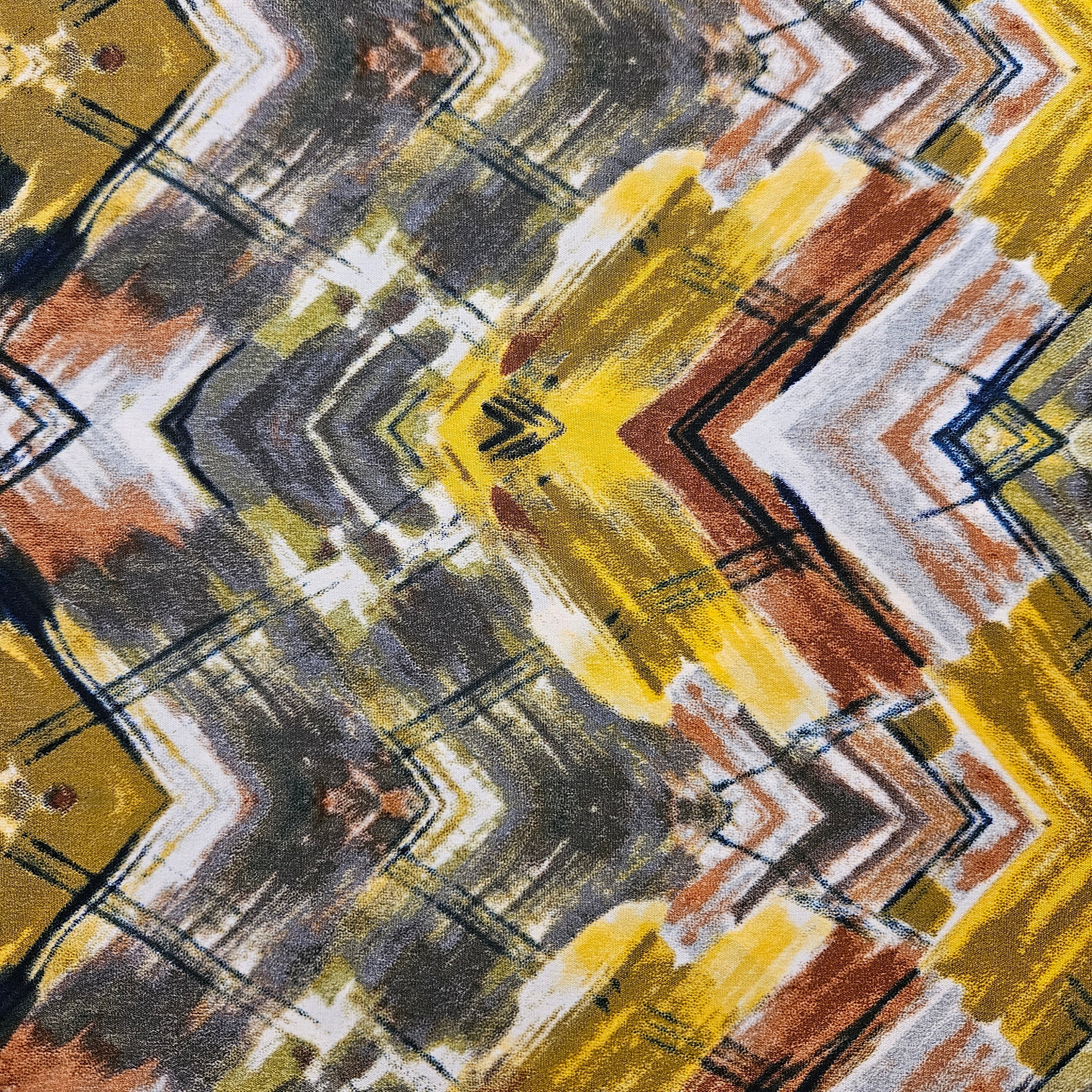 Olive Polyester Chevron Print