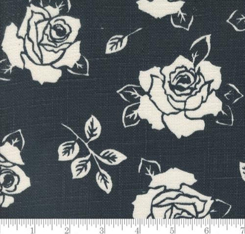 Panache Slub Roses Black