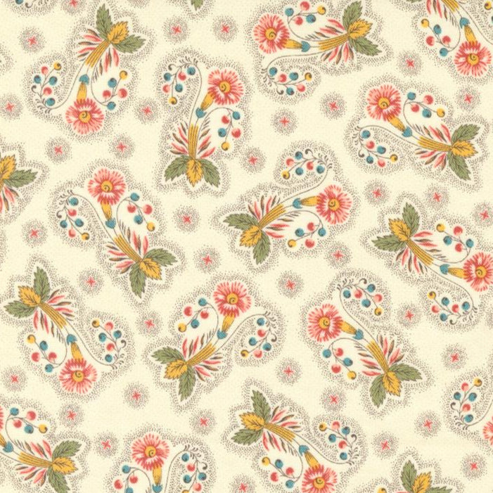 Cotton Cream Floral Dinahs Delight Print