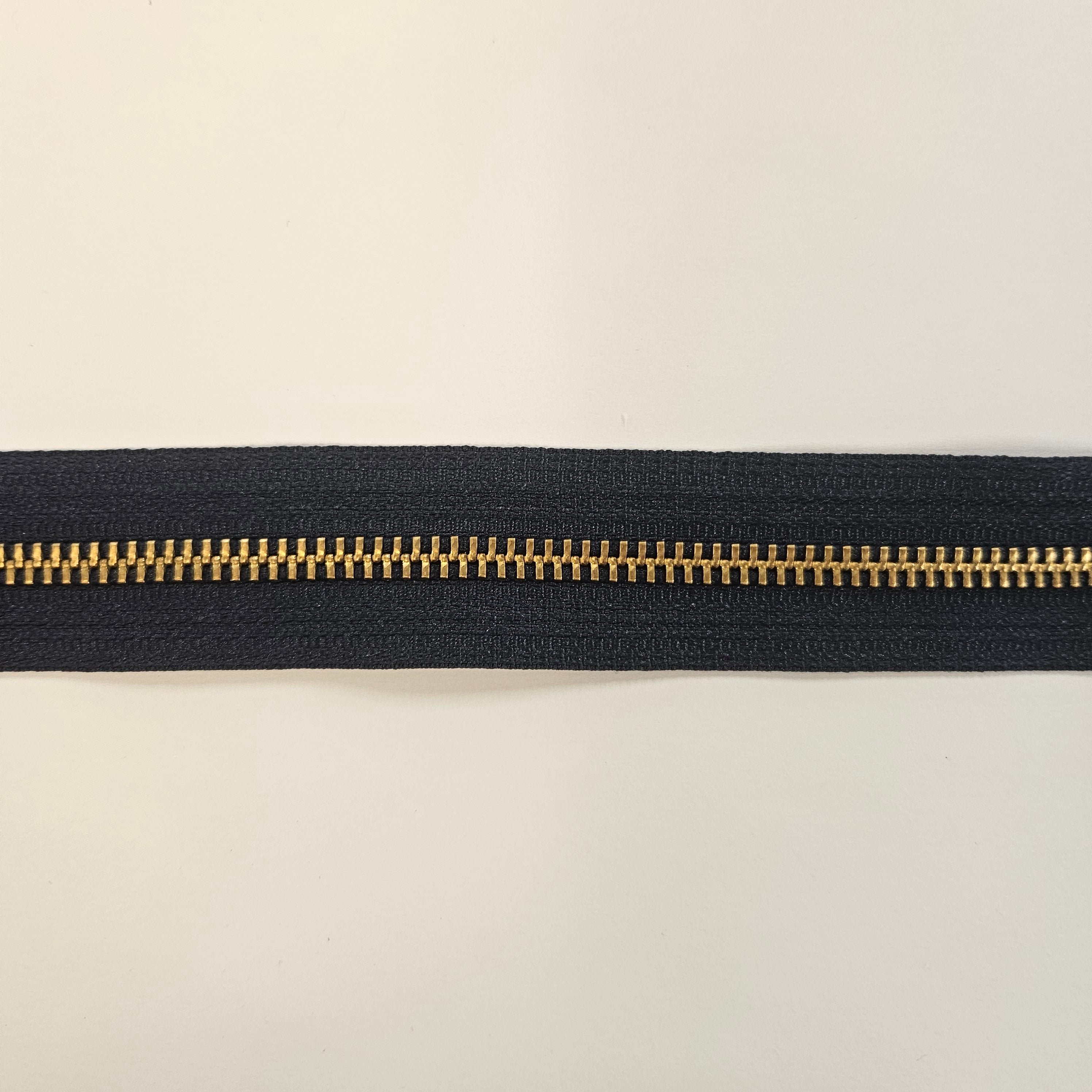 Navy and Brass Jean Zipper By The Inch