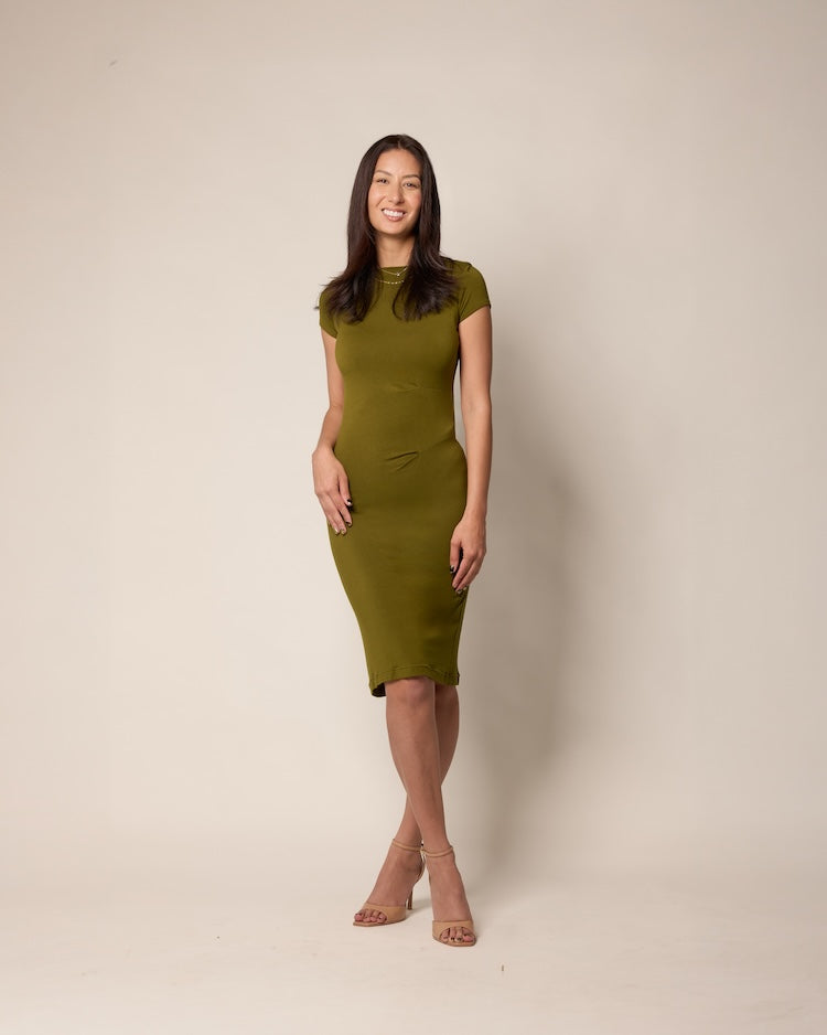 5211 Asymm Pleat Dress