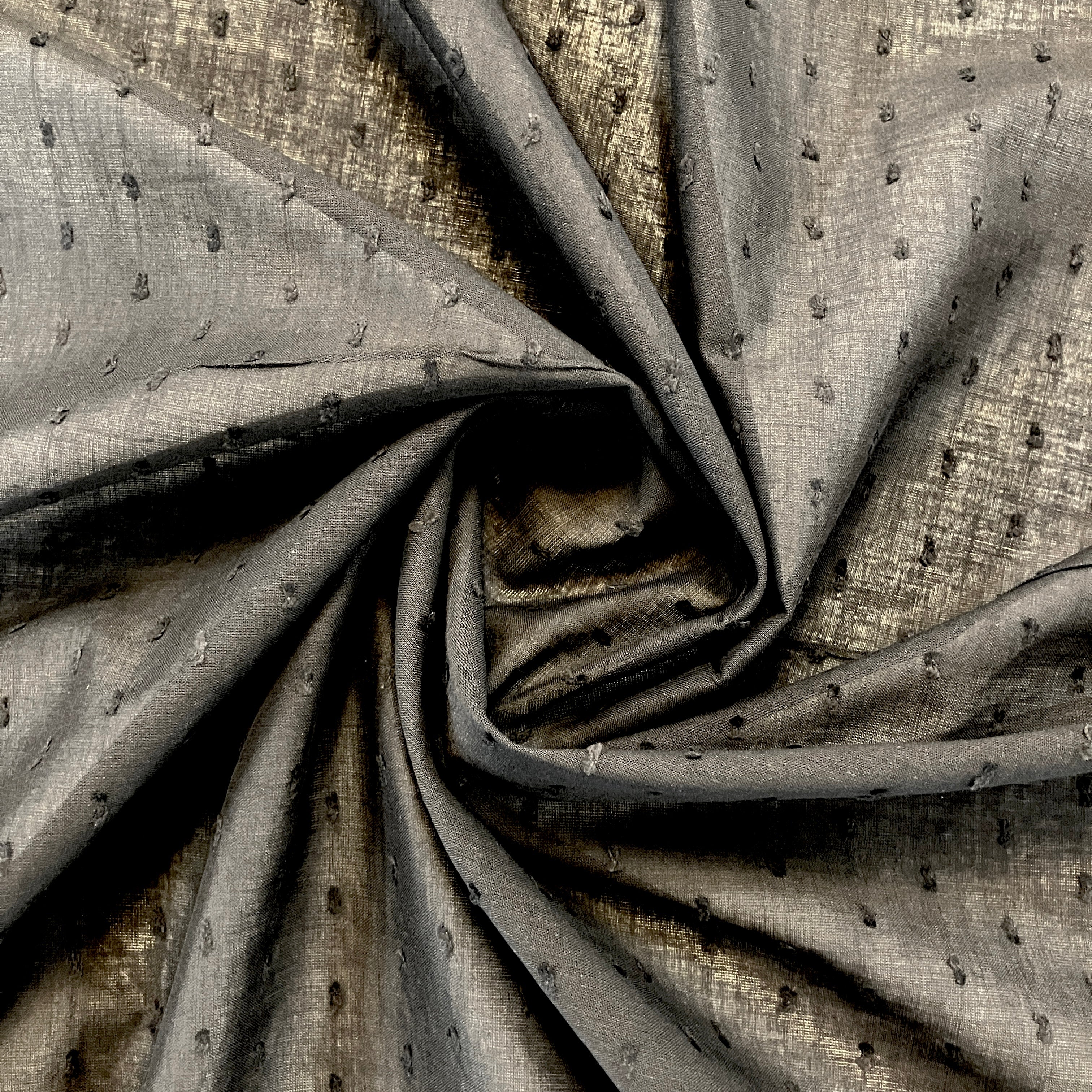 Cotton Woven Dotted Swiss Black Solid