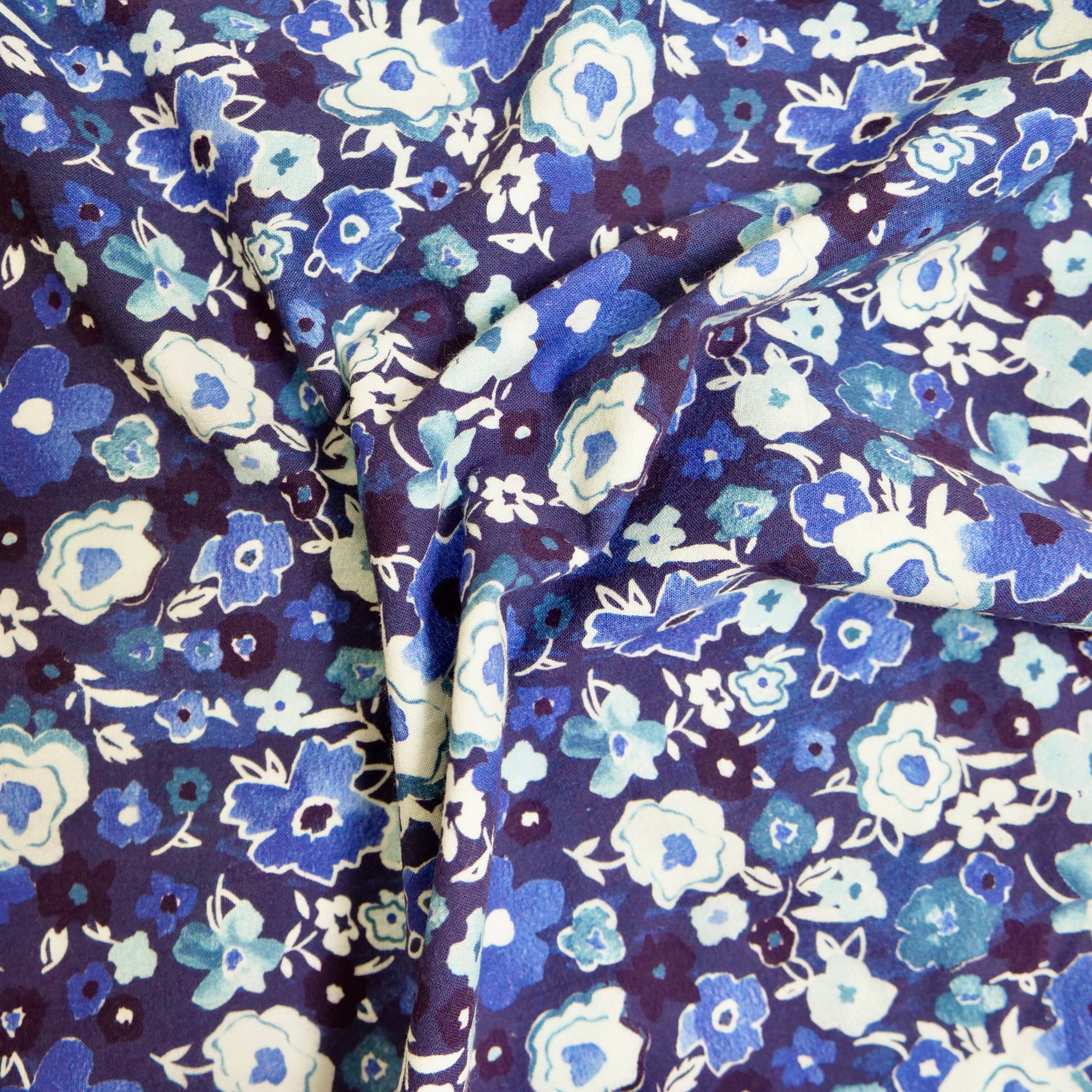 Shirting Blue Watercolor Floral Print